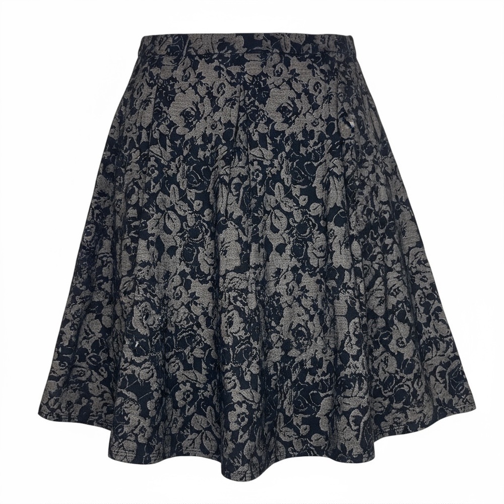 GMV Black Gray Floral Jacquard‎ A-Line Skirt | Size XL